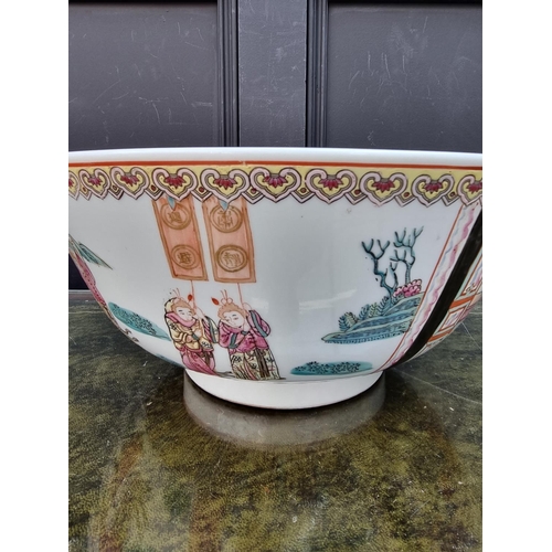 1291 - A large Chinese famille rose bowl, four character mark to base, 36cm diameter.