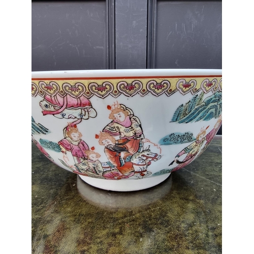 1291 - A large Chinese famille rose bowl, four character mark to base, 36cm diameter.