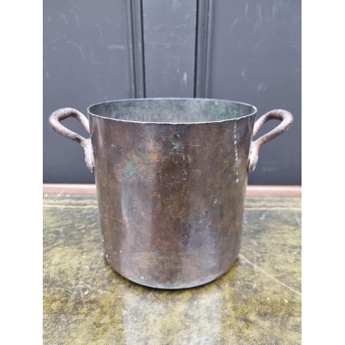 1312 - A Victorian twin handled saucepan, inscribed 'G Derby' Silver Grill', 18cm high.   ... 