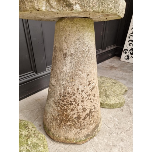 1347 - An old sandstone staddle stone; together with two additional staddle stone tops.... 