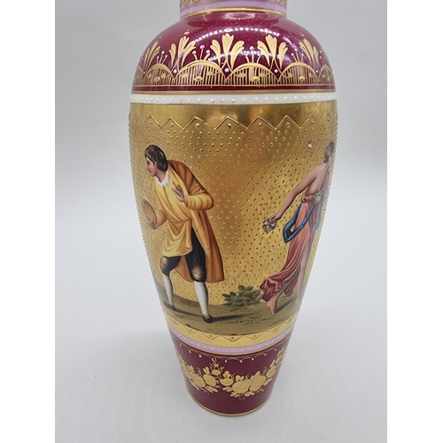 1360 - An interesting Vienna porcelain vase and cover, finely painted with classical figures against a gilt... 