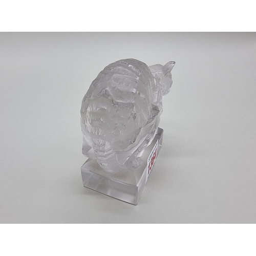 1364 - A rare R Lalique 'Chat' clear and frosted glass figure, 11.5cm long, (small chips).