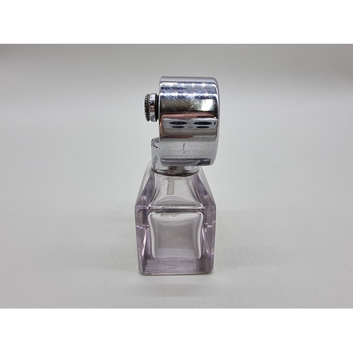 1367 - An Art Deco glass and chrome Marcel Franck 'Escale' atomiser, 7.8cm high.