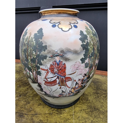 1405 - A large Japanese ovoid vase, 36cm high, (rim chip).