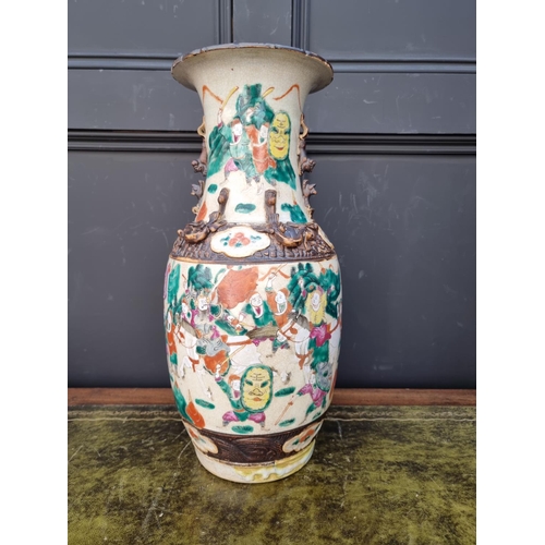 1428 - A large Chinese famille rose crackle glaze vase, 46cm high. 