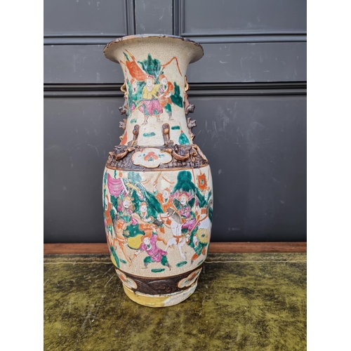 1428 - A large Chinese famille rose crackle glaze vase, 46cm high. 