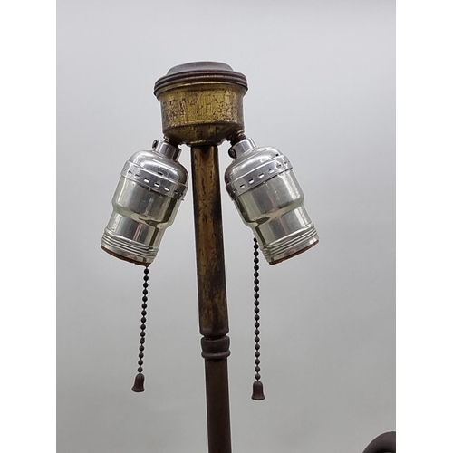 1470 - A Japanese bronze koro form table lamp, total height 57cm. 