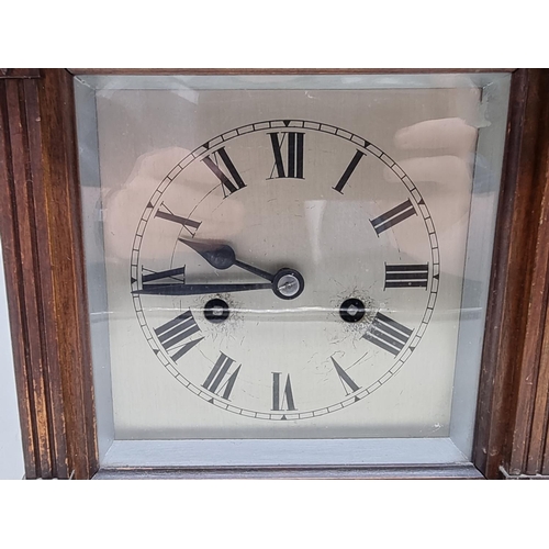 1487 - An Edwardian walnut and inlaid novelty longcase timepiece, 27cm high; together with three other... 