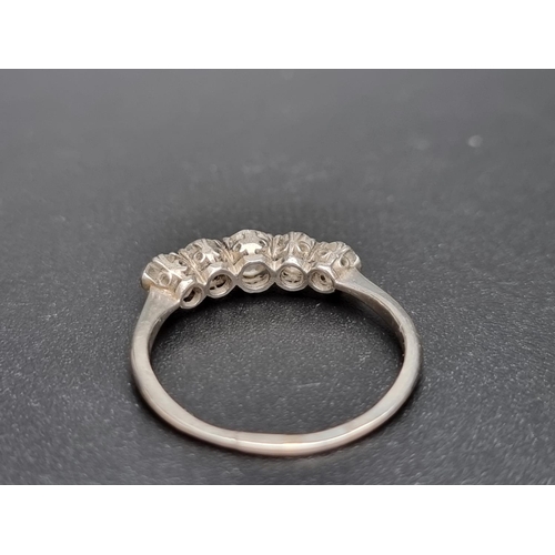 161 - A white metal ring set five graduated old cut diamonds, total estimated weight 1ct, size S.... 