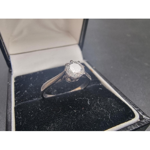 169 - A diamond solitaire ring, of approximately 0.5ct, stamped 'plat 18ct', size N 1/2.