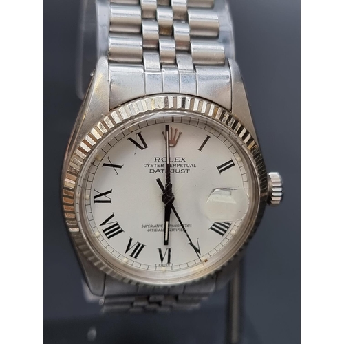 235 - A circa 1980 Rolex Oyster Perpetual Datejust stainless steel wristwatch, 34mm, Ref. 16014, Serial No... 