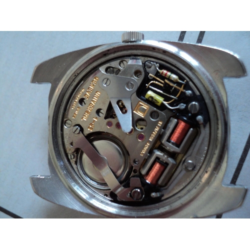 239 - A vintage Universal Geneve 'Unisonic' stainless steel wristwatch,  with tuning fork movement, 34mm, ... 