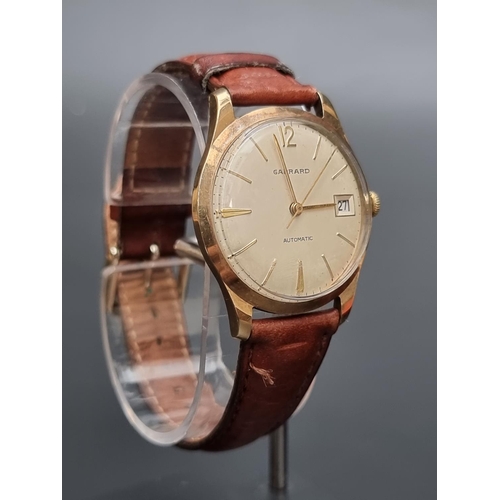 245 - A 1960s Garrard & Co. 9ct gold automatic wristwatch, 33mm, hallmarked London 1966, on a replacem... 