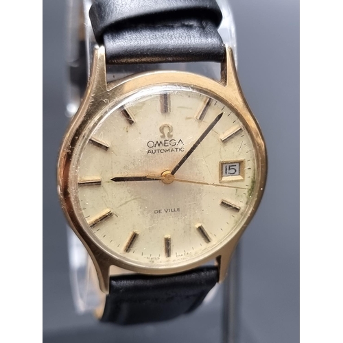 255 - A 1976s Omega 'De Ville' 9ct gold automatic wristwatch, 32mm, Ref. 1012, on replacement leather stra... 