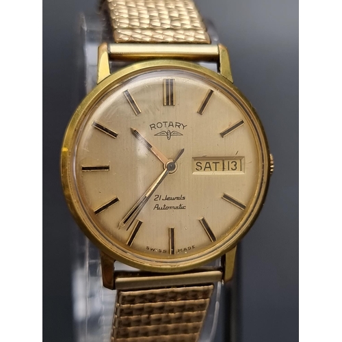 260 - A vintage Rotary gold plated automatic wristwatch, 33mm, Ref. 620202, on replacement expanding brace... 