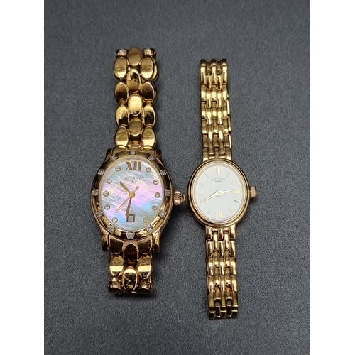 263 - A Rotary 'Rocks' gold plated and diamond set quartz ladies wristwatch; together with another gold pl... 