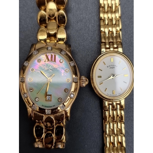 263 - A Rotary 'Rocks' gold plated and diamond set quartz ladies wristwatch; together with another gold pl... 