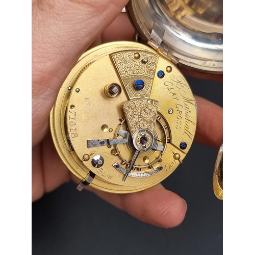 268 - A silver open face pocket watch, 57mm, the fusee movement signed 'R Marshall, Clay Cross', No. 71618... 