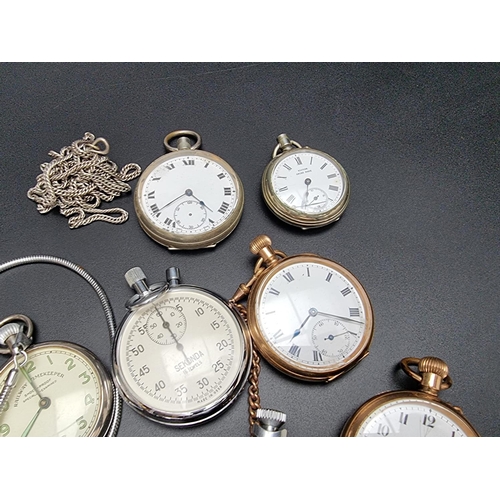 269 - Eight various stem wind pocket watches and two stopwatches. (10)