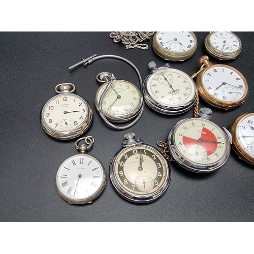 269 - Eight various stem wind pocket watches and two stopwatches. (10)