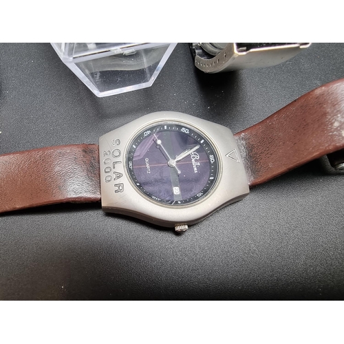 271 - A Bellini 'Solar 2000' quartz wristwatch, 35mm, on brown leather strap; together with four other wri... 