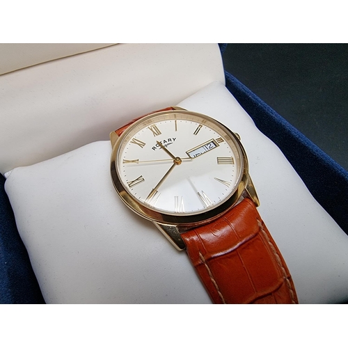 273 - A Rotary Windsor gold plated quartz wristwatch, 34mm, Ref. GS02324/32, on leather strap, with box an... 