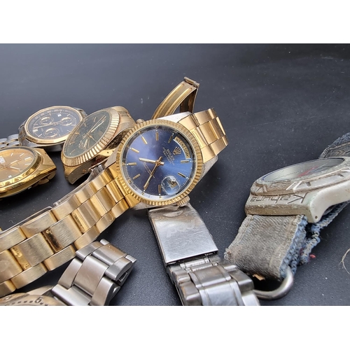 274 - A Seiko 5 gold plated automatic wristwatch, 37mm; together with a Tissot 'PR100' quartz wristwatch a... 