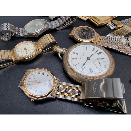 278 - Eleven various modern wristwatches; together with an Waltham nickel plated stem wind open face pocke... 