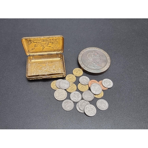 304 - Coins: a George III 1797 cartwheel twopence; together with a group of vintage children's toy money.... 