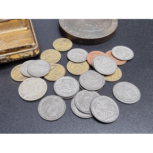 304 - Coins: a George III 1797 cartwheel twopence; together with a group of vintage children's toy money.... 