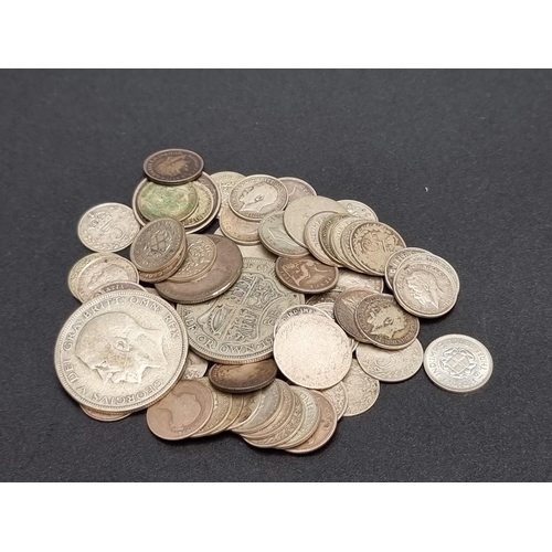 306 - Coins: a small quantity of UK silver and part silver coinage, Victoria to George VI, to include a Vi... 