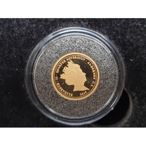 330 - Coins: a 2019 Alderney 'D-Day 75th Anniversary 1944-2019' gold quarter sovereign, with CoA; together... 