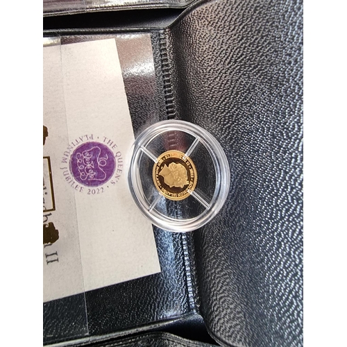 339 - Coins: three 2022 Solomon Islands 'Queen Elizabeth II Platinum Jubilee' 0.5g 24ct gold proof te... 