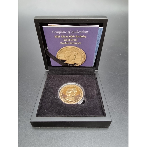 343 - Coins: a cased Ascension Islands '2021 Diana 60th Birthday Gold Proof Double Sovereign', with CoA.... 