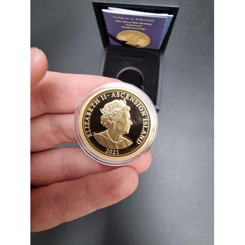 343 - Coins: a cased Ascension Islands '2021 Diana 60th Birthday Gold Proof Double Sovereign', with CoA.... 