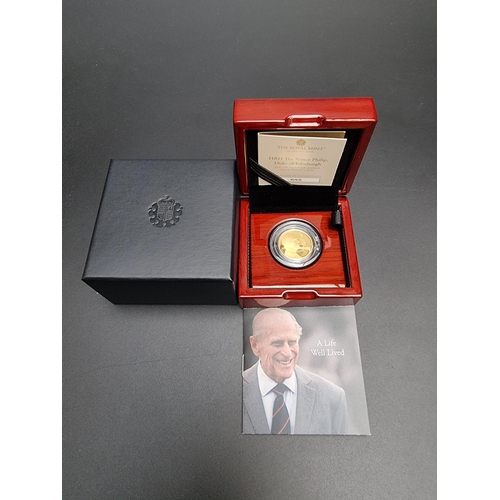 345 - Coins: a cased 2021 'HRH The Prince Philip, Duke of Edinburgh' 1/4oz gold proof twenty-five pound co... 