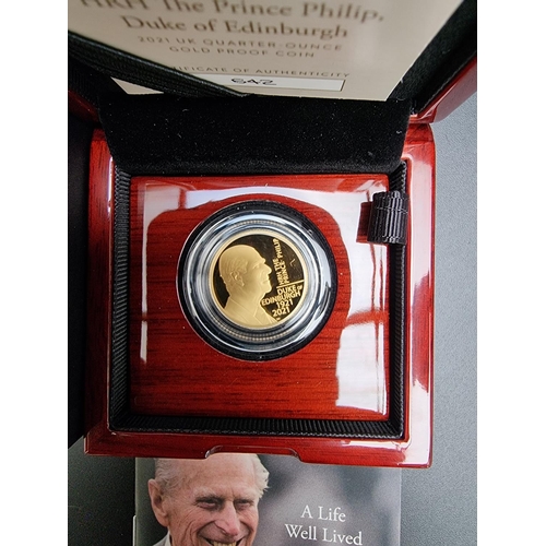 345 - Coins: a cased 2021 'HRH The Prince Philip, Duke of Edinburgh' 1/4oz gold proof twenty-five pound co... 