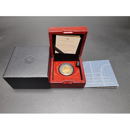 346 - Coins: a cased 2022 'The 40th Birthday of HRH The Duke of Cambridge' 1/4oz gold proof twenty-five po... 