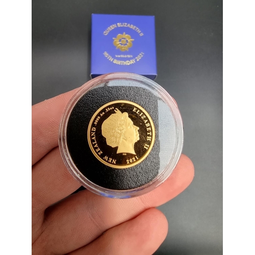 347 - Coins: a cased New Zealand 'Queen Elizabeth II Ninety-Fifth Birthday' 1/4oz (7.087g) .999.9 (24ct) g... 