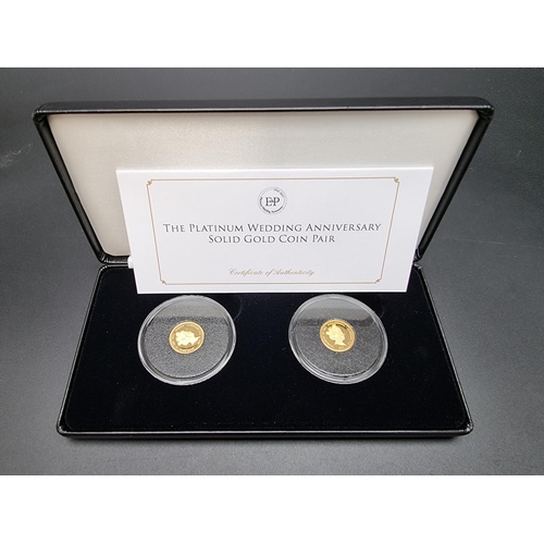 348 - Coins: a cased 2017 Alderney 'The Platinum Wedding Anniversary' 9ct proof-like gold pair of twenty-f... 