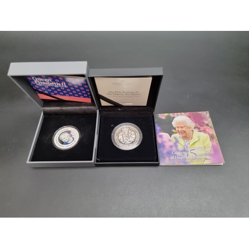 351 - Coins: a cased 2021 Royal Mint 'The 95th Birthday of Her Majesty The Queen' silver proof five pound ... 