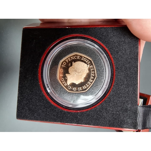 352 - Coins: a cased 2021 Royal Mint 'The 50th Anniversary of Decimal Day' 15.5g red gold proof limited ed... 