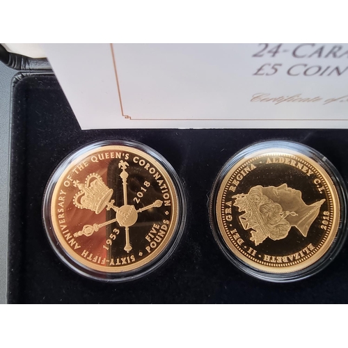 353 - Coins: a cased 2018 Alderney and Tristan da Cunha limited edition 'The Queens Coronation Jubilee' 24... 