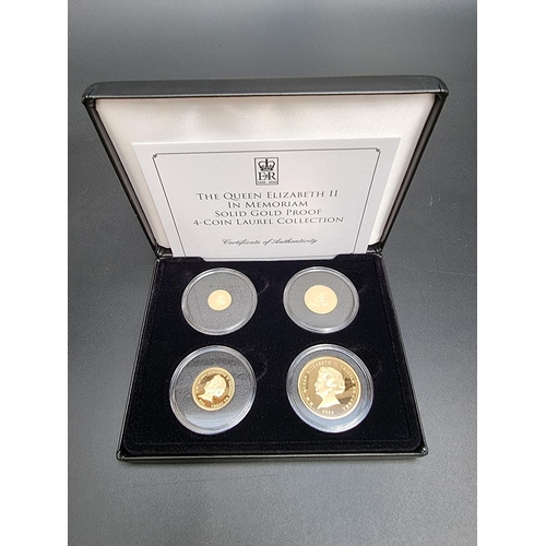 359 - Coins: a cased 2022 Tristan Da Cunha 'The Queen Elizabeth II In Memoriam' 22ct gold proof laurel coi... 