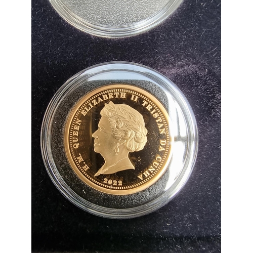 359 - Coins: a cased 2022 Tristan Da Cunha 'The Queen Elizabeth II In Memoriam' 22ct gold proof laurel coi... 