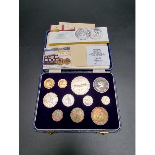 369 - Coins: a cased Elizabeth II 1960 South Africa limited edition long proof set of eleven coins, pound ... 