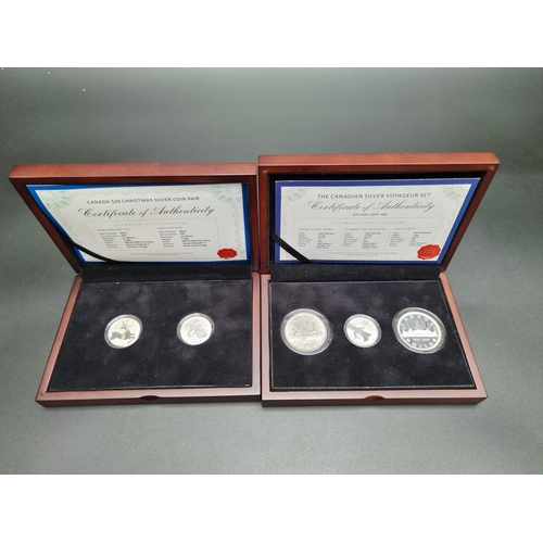 371 - Coins: a cased limited edition 'The Canadian Silver Voyageur Set' of three silver coins, comprising:... 