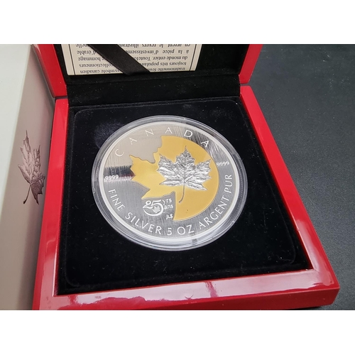 378 - Coins: a cased 2013 Royal Canadian Mint '25th Anniversary of the Silver Maple Leaf' .999 silver 50 d... 