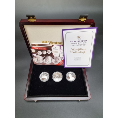 380 - Coins: a cased 2011 'The Princess Diana 50th Birthday' three coin set, containing two Canada silver ... 