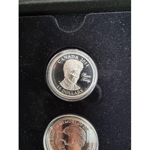 380 - Coins: a cased 2011 'The Princess Diana 50th Birthday' three coin set, containing two Canada silver ... 